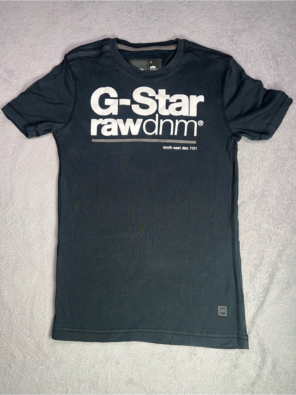 G-Star Black T-Shirt with White Logo Print